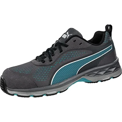 Image de PUMA Safety Fuse Knit WNS Low Chaussures de sécurité S1P ESD HRO SRC Embout en fibre verre Protection anti perforation antidérapante sans métal pour femme, Gris/bleu, 40 EU