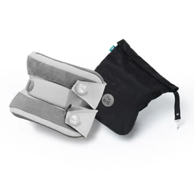 Image de trtl Travel Pillow Plus Gris Oreiller Cervical réglable en Hauteur Voyage reposant Avion, Voiture et Bus Système de Soutien Unique Gain Place