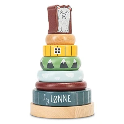 Image de HEJ LØNNE Jeux à Empiler en Bois Bebe avec 7 Pièces Enfiler Pyramide Stimule la Motricité et Coordination Jouet pour Bébé Partir de 1 an