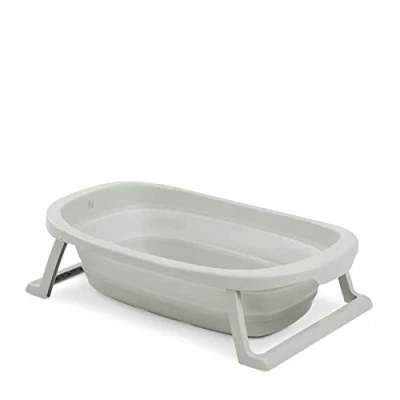 Image de hauck Baignoire Bébé avec Siège Wash N Fold M Pliable jusqu&#039;à 16 kg, Bouchon Change de Couleur à Température Élevée, Bassin Douche Portable, Drainage Rapide Vert