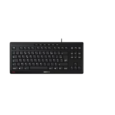 Image de CHERRY STREAM KEYBOARD TKL, clavier mécanique filaire sans pavé numérique, disposition française (AZERTY), frappe silencieuse, Sensation de unique, Noir