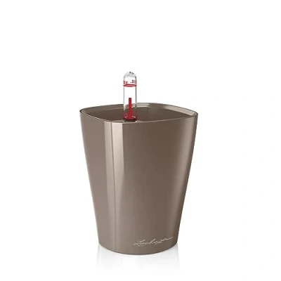 Image de Lechuza Pot de Fleurs d&#039;Interieur MiniDeltini Réserve d&#039;Eau Intégrée Coloris Taupe Ø 10 x 13 cm