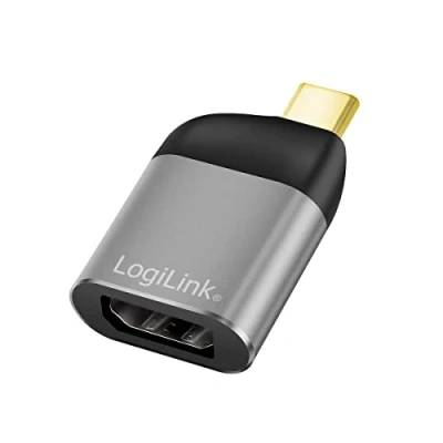 Image de LogiLink Adaptateur USB 3.2 Gen2 Ultra HD 8K Type C (mâle) vers DisplayPort (Femelle) Couleur : Noir/Gris