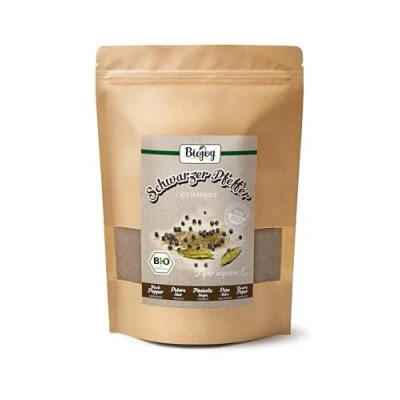 Image de Biojoy Poivre noir BIO (500 g), moulu, sans additifs (Piper nigrum L.)