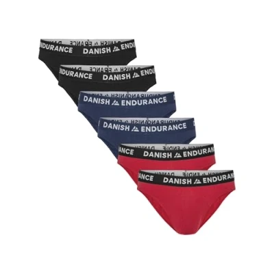 Image de DANISH ENDURANCE Mannen Bamboe Viscose Slips, Ultrazacht Ondergoed Multipack, Klassieke Stretch, Comfortabel, 6 Pack Meerkleurig (2xZwart/Wit, 2xMarineblauw/Wit, 2xRood/Wit) XL