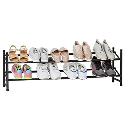 Image de Love IT Store Étagère à Chaussures Loft en métal étroite et Ouverte pour jusqu&#039;à 10 Paires de Extensible, empilable, Stable Noir Mat