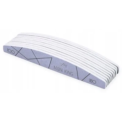 Image de MANI KING Lot de 10 Limes à ongles demi lune 100/180 pour manucure et pédicure jetables qualité supérieure en gel Idéal les