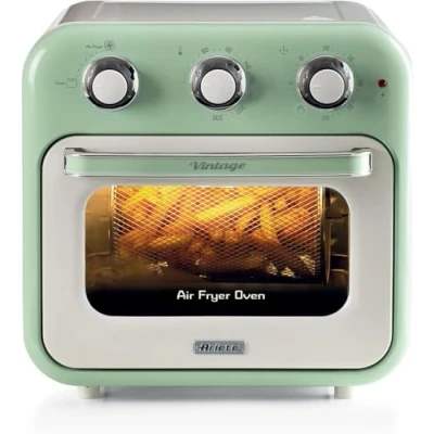 Image de Ariete 4632 Friteuse et four à air vintage, Retrò, 1400 W, 2 en 1, capacité 16 L, accessoires inclus, minuterie 60 minutes, double verre, vert