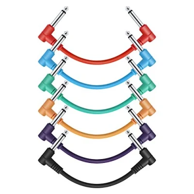 Image de Donner Guitare Patch Câble Jack 6,35mm Mono, 15CM Cordons Colorés pour Pédales D&#039;effet Guitare/Basse, Pack de 6