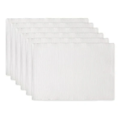 Image de DII Basic Everyday Lot de 6 Sets Table côtelés 100% Coton 33 x 48 cm Blanc