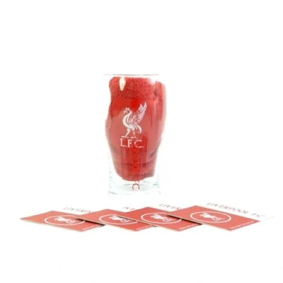 Image de Liverpool FC Ensemble de verreàbière, Serviette et sous Verres (Taille Unique) (Rouge/Blanc)