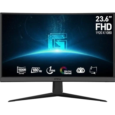 Image de MSI G24C6 E2 Écran PC Gaming Incurvé 23.6&quot; Full HD Dalle VA 1500R, 1920x1080, 180Hz / 1ms, 16:9, FreeSync Premium HDMI 2.0b, DisplayPort 1.2a