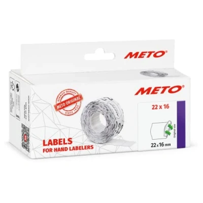 Image de Meto Étiquettes pour étiqueteuse manuelle, réf. 9506158 (22 x 16 mm, 1 lignes, 6000 étiquettes, décollables et repositionnables, appareil Basic M ) 6 rouleaux
