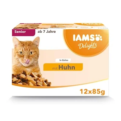 Image de IAMS Delight Chat Sénior Nourriture Humide en gelée saveur Poulet 12x85g