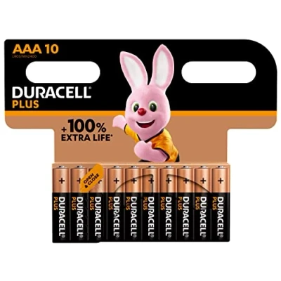 Image de Duracell Plus 163584 Lot de 10 Piles alcalines AAA LR03 MN2400 1,5 V