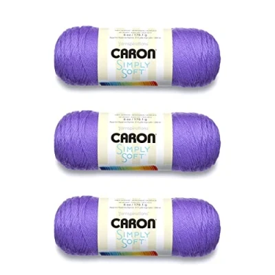 Image de Caron Simply Soft Grape Brites Lot de 3 paquets 170 g Acrylique 4 moyens (peignés) 300 m Tricot/Crochet