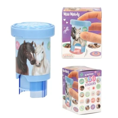 Image de Depesche 13350 Miss Melody Sticker Stamper Set Chevaux, y Compris Un Tampon et 160 Autocollants, Multicolor, Taille Unique