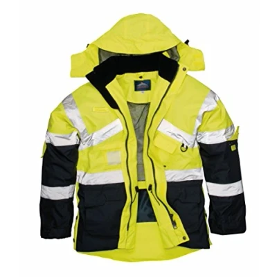 Image de Portwest S760 Parka Bicolore Respirant Hi Vis Jaune/Marine, 4XL