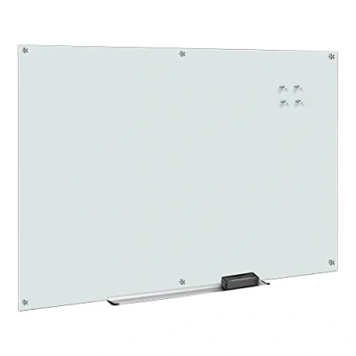 Image de Amazon Basics Tableau en verre effaçable à sec Blanc, magnétique, 180 x 120 cm