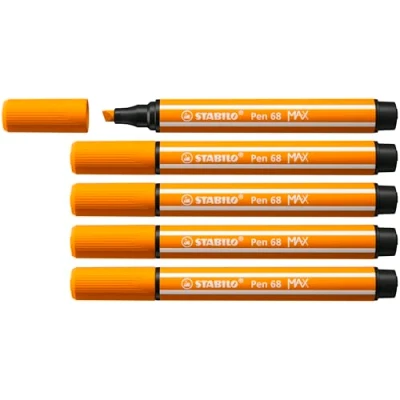 Image de Feutre dessin STABILO Pen 68 MAX ARTY Lot x 5 Feutres Coloriage Pointe Large orange