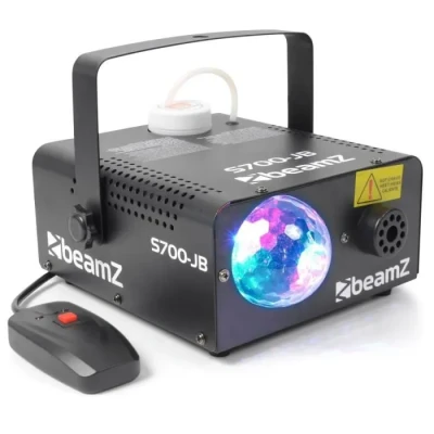 Image de BeamZ S700 JB Machine à Fumée 700 Watts avec Lumière JellyBall, Télécommande Filaire et Sans Fil, Réservoir 250 ml, Préchauffage Rapide, Idéal pour Soirée DJ, Animation ou Mariage.