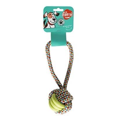Image de Aimé Aime Jouet pour Chien, Lance Corde, Mix Corde Et Caoutchouc Souple À Mcher, 23cm Chien