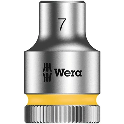 Image de Wera 05003552001 8790 HMB Douille Zyklop à emmanchement 3/8&quot;, 7.0 mm, Argent/jaune