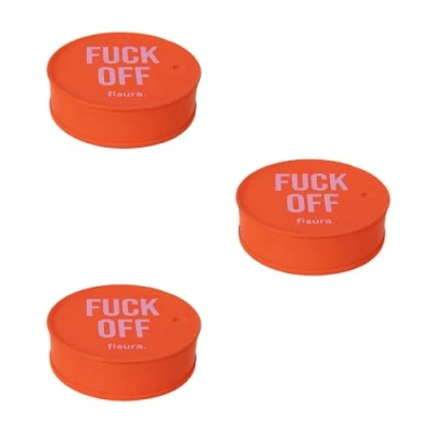 Image de Fisura Lot de 3 couvercles anti drogue « F*ck Off » rouge pièces Protection boisson originale Couvercle réutilisable gobelet déversement en silicone