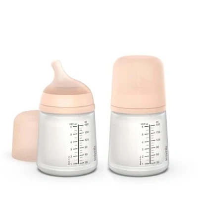 Image de Suavinex, Pack 2 Biberons Anti Colique Zero Zero, Tétine à Débit Adaptable (A) en Silicone, Bébés +0 Mois et Nouveau nés, Spécifique Allaitement Maternel, Lait Maternel Poudre, 180 ml, Fair