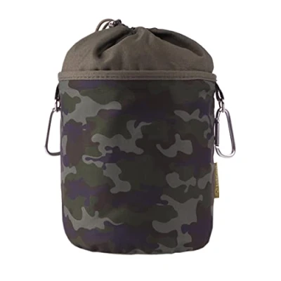 Image de Sac à pinces linge portable en coton avec 2 mousquetons robustes, cordon de serrage et bloqueur métal pour suspendre ranger des Motif camouflage