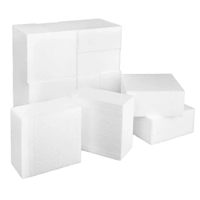 Image de MCE Commerce Rectangles en polystyrène Blocs pour bricolage 10, Blanc, 10x10x5 cm, Set de 12 Pièces