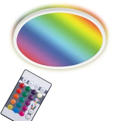 Image de BRILONER Leuchten Panneau de LED, plafonnier réglable, lampe plafond, RGB, réglage des couleurs, rétroéclairage, inclut une télécommande, 22 Watt, 2.700 Lumen, 4.000 Kelvin, blanc, Ø 42cm