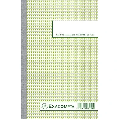 Image de Exacompta Réf. 3248E 1 Manifold quadrillé 5x5 50 feuillets numérotés et autocopiants en 2 exemplaires (1 original + copie) format 210 x 135 mm certifié FSC fabriqué France