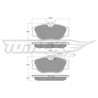 Image de TOMEX brakes TX 12 441 Jeu de plaquettes frein Essieu avant contact signal d&#039;usure inclus LANCIA: DELTA 1, Thema Berline, ALFA ROMEO: 164