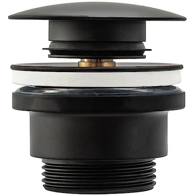 Image de Rea Bonde De Lavabo Doré Brossé, Clic Clac, Bouchon pour Lavabo, Salle Bain, Universelle, Pop Up, 45 mm, avec Trop Plein Ou sans, Évier, Jointe
