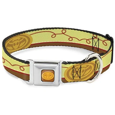 Image de Collier pour Chien Boucle de Ceinture sécurité Toy Story Woody Bounding Cowboy Jaune Rouge Marron 38,1 à 66,3 cm Large