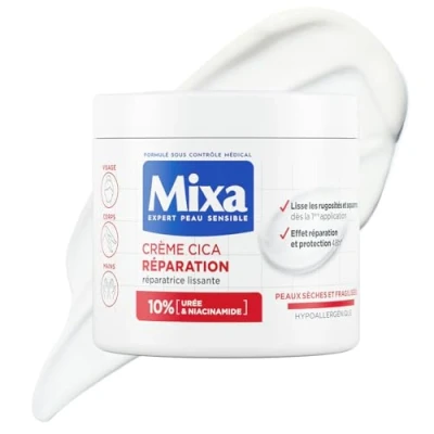 Image de Mixa Expert Peau Sensible Crème Cica Réparation Effet Longue Durée Peaux Très Sèches et Rugueuses Visage, Corps, Mains Hypoallergénique 400ml