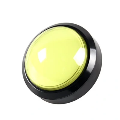 Image de EG STARTS 4 Pouces 100mm Big dôme 12V LED Lumineux des Boutons poussoirs avec Micro pour Arcade Machine Jeux vidéo Pièces (Jaune)