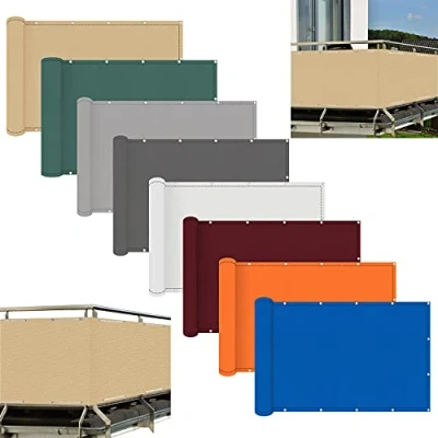 Image de Brise Vue pour Balcon 90x300cm avec Attaches De CâBle Toile Couvrir Pare Protection Contre Les Regards Jardin, ou Terrasse
