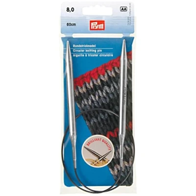 Image de Prym Aiguilles à Tricoter circulaires MS 60 cm 8 mm Argenté, Laiton