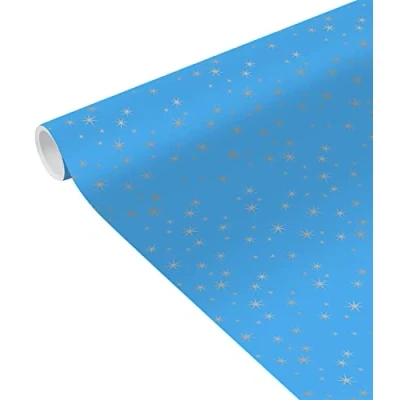 Image de Clairefontaine 231621UNICEFC Une bobine papier cadeau UNICEF Tiny Rolls 5x0,35m (spéciale petite largeur) 80g, Etoiles argent