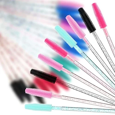 Image de HKJHKJ Lot de 50 brosses jetables en silicone pour cils Multicolores mascara Réutilisables Peigne à sourcils Pinceaux maquillage Bâton extensions