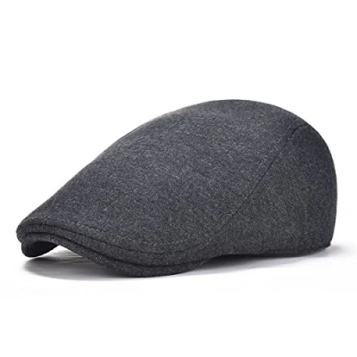 Image de BOTVELA Casquette plate en coton pour homme Motif Gatsby Newsboy, gris foncé, Taille unique