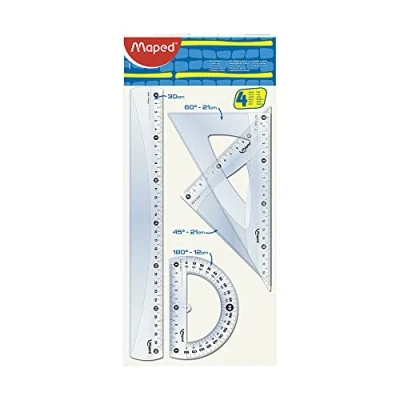 Image de Maped Ensemble de 4 outils géométrie 30 cm règle, rapporteur et équerres Teinte bleue (242830)
