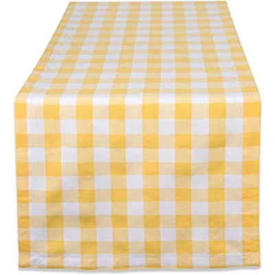 Image de DII Chemin de table à carreaux Jaune 14 x 72 cm
