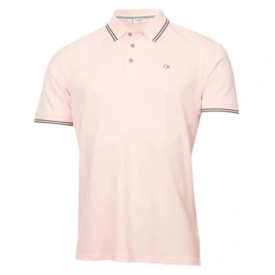 Image de Calvin Klein Hommes Campus 3 Bouton léger côtelée Polo Pointe Rose bébé L