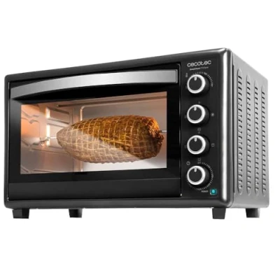 Image de Cecotec Four de comptoir Bake&amp;Toast 4600 Noir Gyro, 46 L, 2000 W, 12 fonctions chauffage combinables, Comprend une broche rotative, Bac récupérateur miettes.