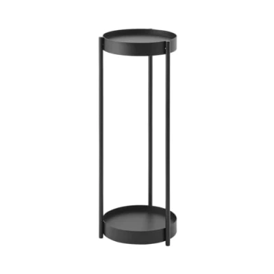 Image de Yamazaki 4367 TOWER Support de plantes à 2 niveaux avec roulettes, noir, Acier/Polypropylène/Nylon, minimaliste, 25 x 26.5 70 c m