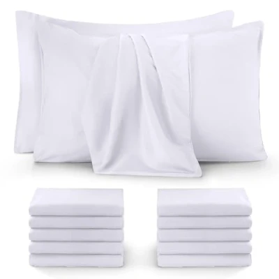 Image de Utopia Bedding 12 Packs de taies d&#039;oreiller 50x75cm Taie Douce en Polyester Microfibre brossée avec Fermeture enveloppante (50 x 75 cm, Blanc)