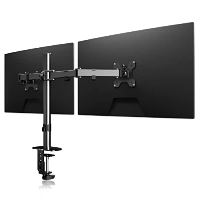 Image de suptek Support Ecran PC 2 Ecran, Bras de 13 27 Pouces, Réglable en Hauteur Écran PC, VESA 75/100mm, Capacité Charge 10 kg par Bras, Options Montage